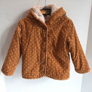 Baby Boden Cozy Brown Polka Dot Kids Jacket lightly used 3-4Y